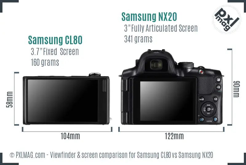Samsung CL80 vs Samsung NX20 Screen and Viewfinder comparison