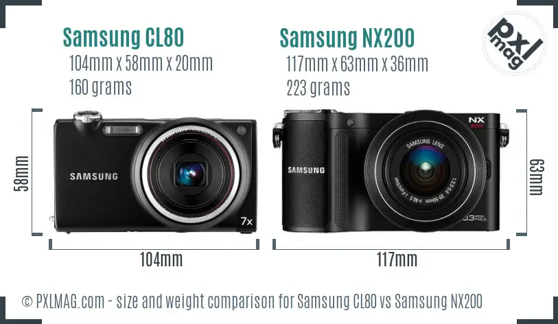 Samsung CL80 vs Samsung NX200 size comparison