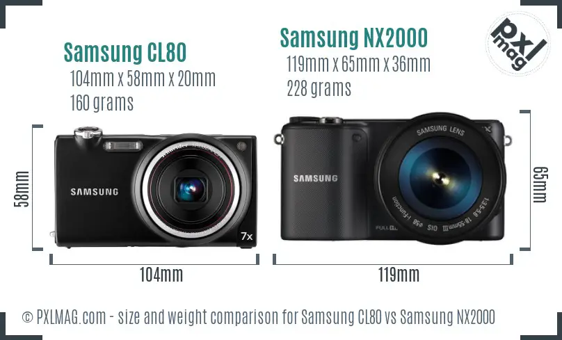 Samsung CL80 vs Samsung NX2000 size comparison