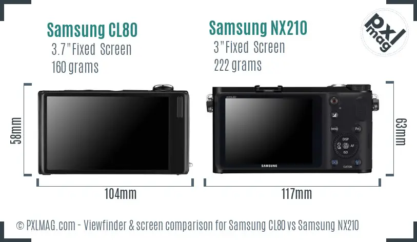 Samsung CL80 vs Samsung NX210 Screen and Viewfinder comparison
