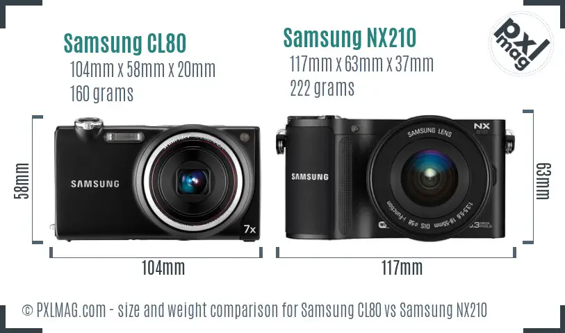 Samsung CL80 vs Samsung NX210 size comparison