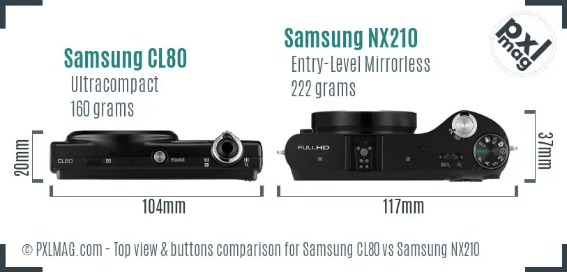 Samsung CL80 vs Samsung NX210 top view buttons comparison