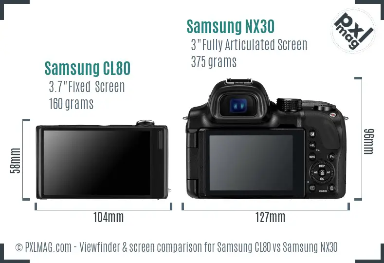 Samsung CL80 vs Samsung NX30 Screen and Viewfinder comparison