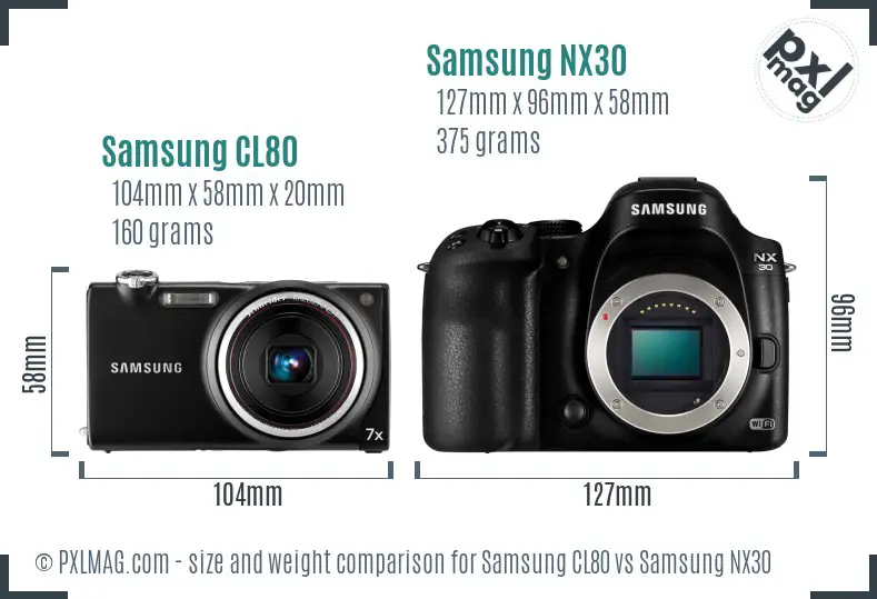 Samsung CL80 vs Samsung NX30 size comparison