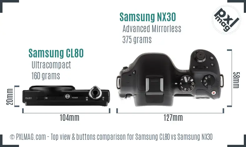 Samsung CL80 vs Samsung NX30 top view buttons comparison
