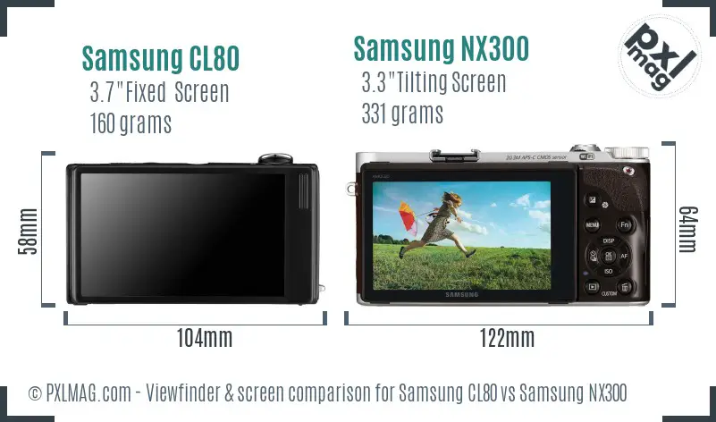 Samsung CL80 vs Samsung NX300 Screen and Viewfinder comparison