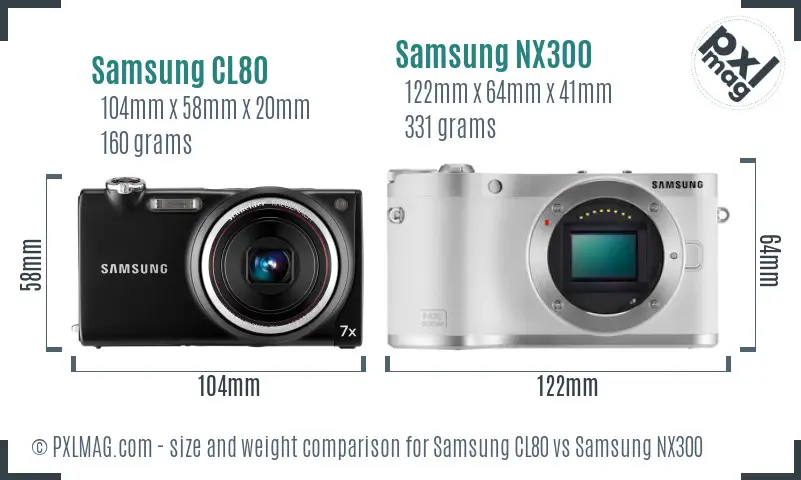 Samsung CL80 vs Samsung NX300 size comparison
