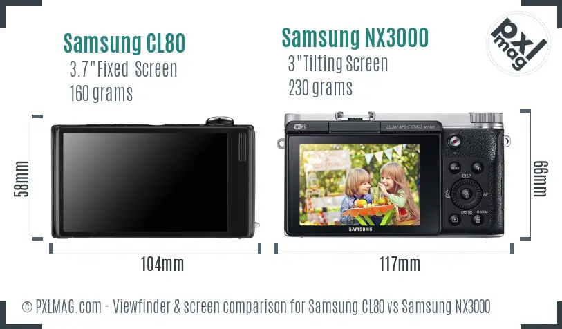Samsung CL80 vs Samsung NX3000 Screen and Viewfinder comparison