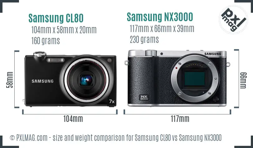 Samsung CL80 vs Samsung NX3000 size comparison