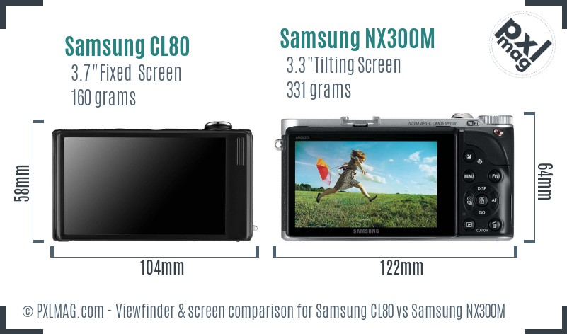 Samsung CL80 vs Samsung NX300M Screen and Viewfinder comparison
