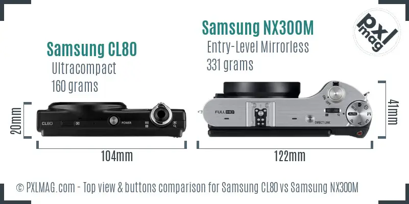 Samsung CL80 vs Samsung NX300M top view buttons comparison
