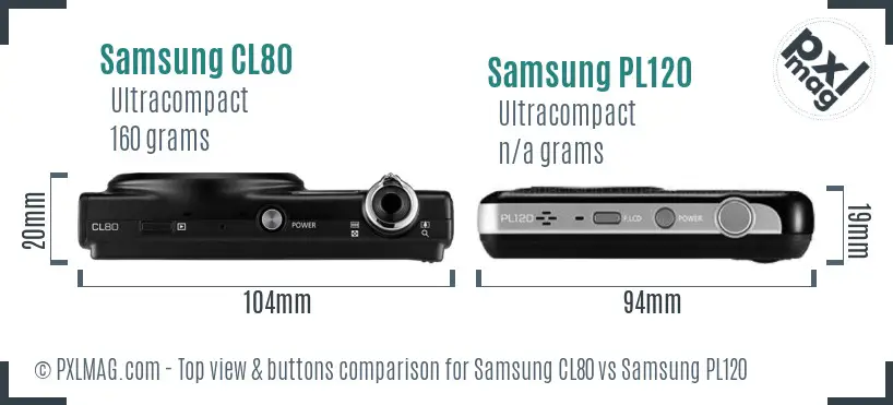 Samsung CL80 vs Samsung PL120 top view buttons comparison