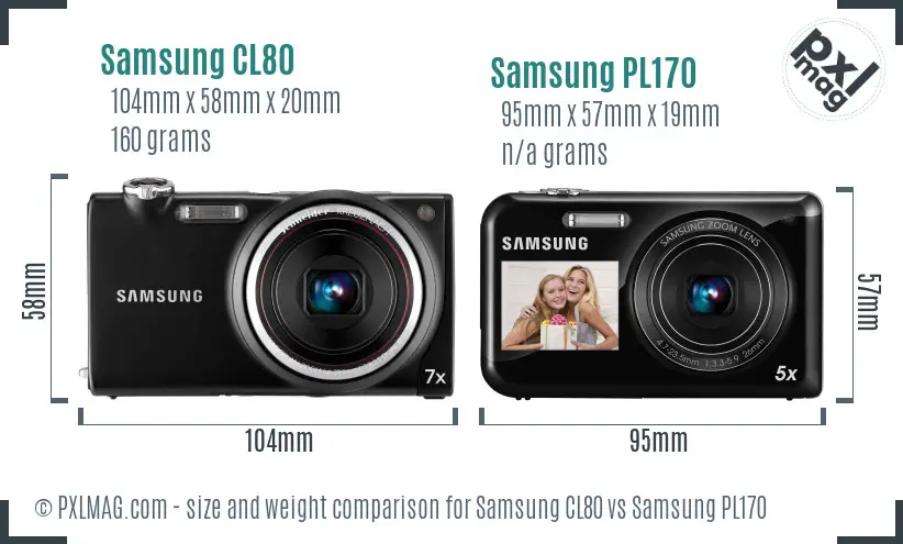 Samsung CL80 vs Samsung PL170 size comparison