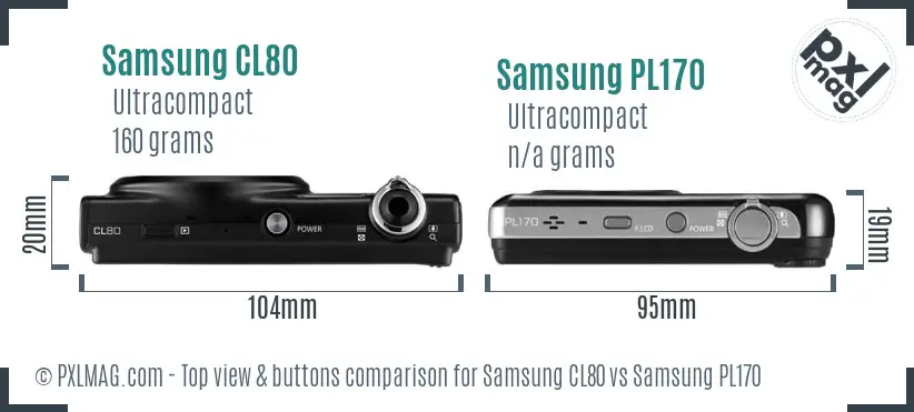 Samsung CL80 vs Samsung PL170 top view buttons comparison