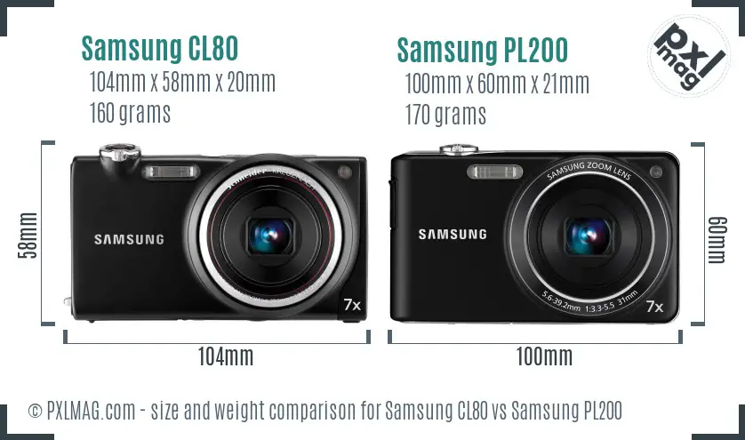 Samsung CL80 vs Samsung PL200 size comparison