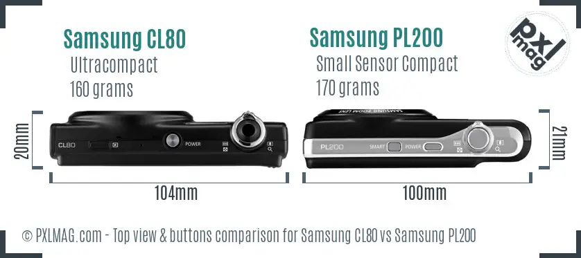 Samsung CL80 vs Samsung PL200 top view buttons comparison