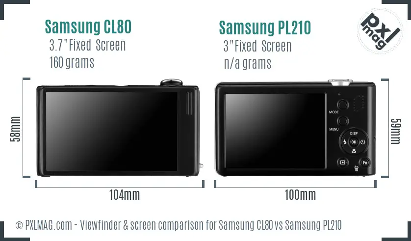 Samsung CL80 vs Samsung PL210 Screen and Viewfinder comparison