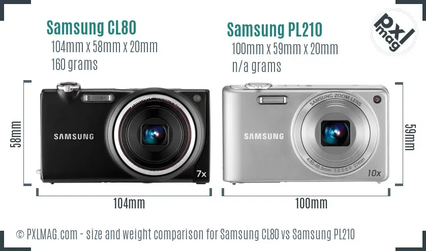 Samsung CL80 vs Samsung PL210 size comparison