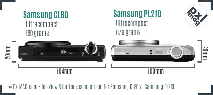 Samsung CL80 vs Samsung PL210 top view buttons comparison