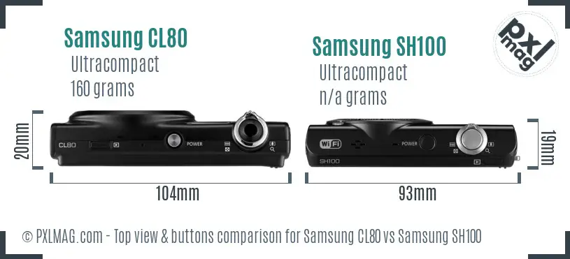 Samsung CL80 vs Samsung SH100 top view buttons comparison