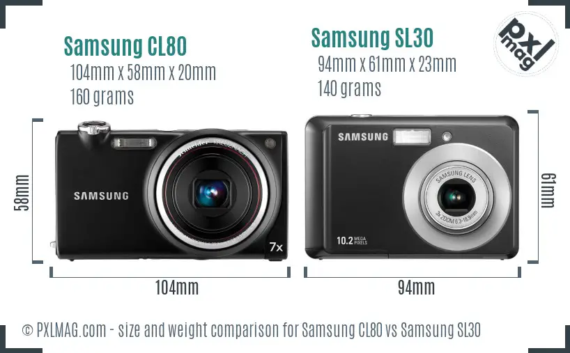 Samsung CL80 vs Samsung SL30 size comparison