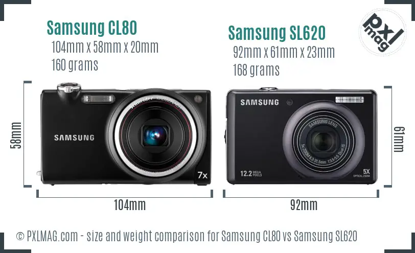 Samsung CL80 vs Samsung SL620 size comparison