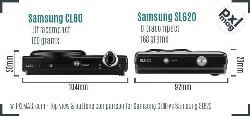 Samsung CL80 vs Samsung SL620 top view buttons comparison