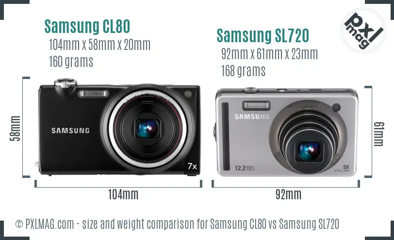 Samsung CL80 vs Samsung SL720 size comparison