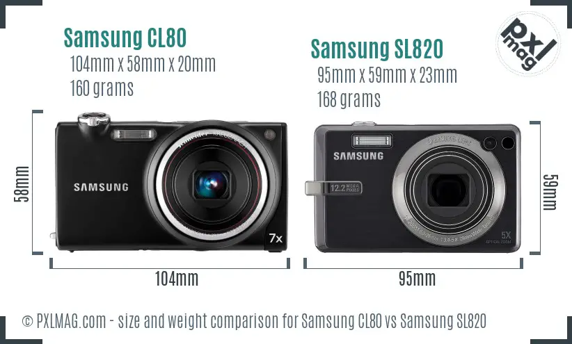 Samsung CL80 vs Samsung SL820 size comparison