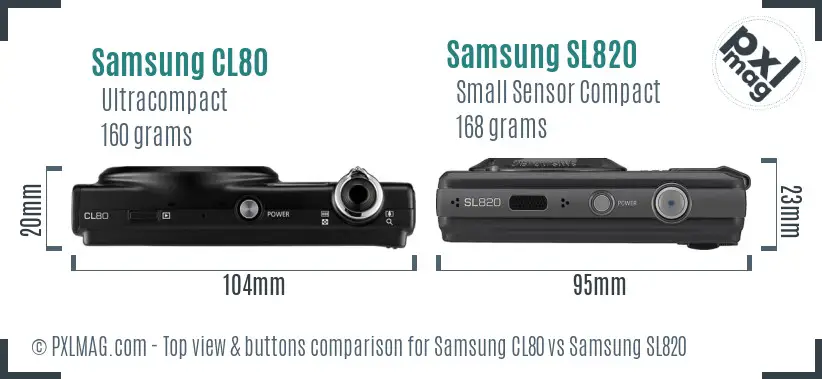 Samsung CL80 vs Samsung SL820 top view buttons comparison