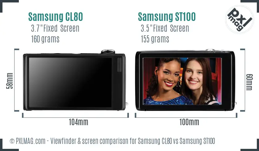 Samsung CL80 vs Samsung ST100 Screen and Viewfinder comparison