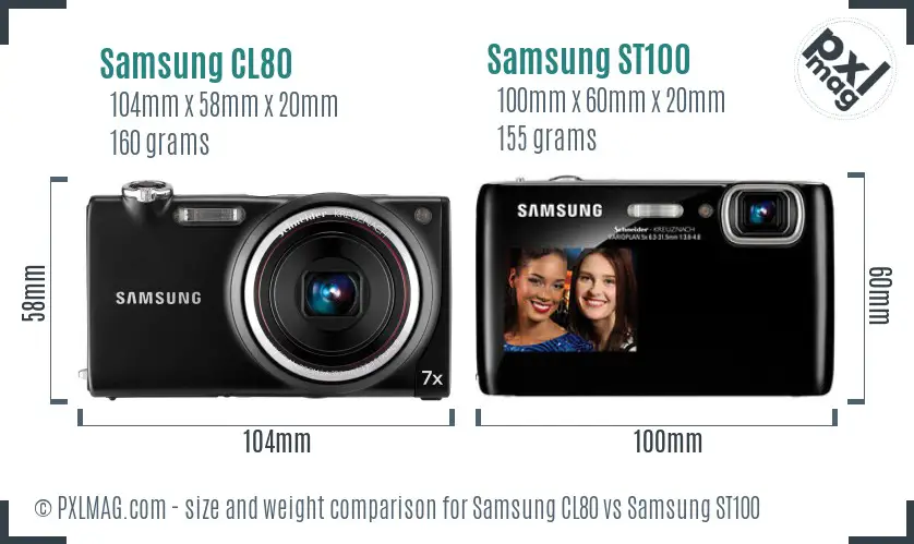 Samsung CL80 vs Samsung ST100 size comparison