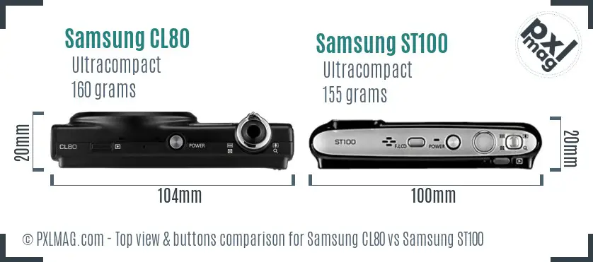 Samsung CL80 vs Samsung ST100 top view buttons comparison