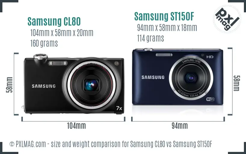 Samsung CL80 vs Samsung ST150F size comparison