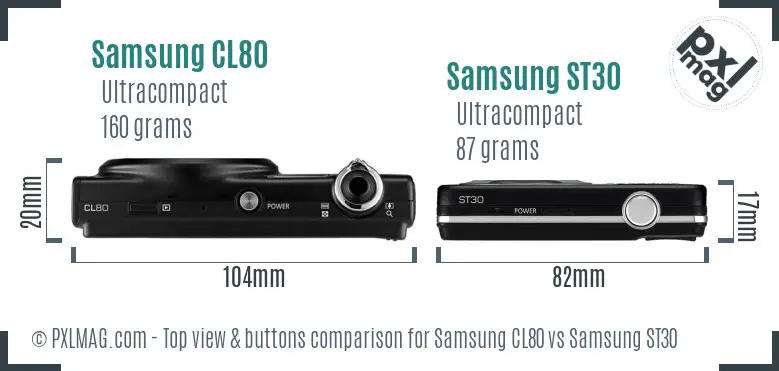 Samsung CL80 vs Samsung ST30 top view buttons comparison