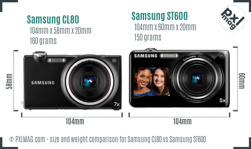 Samsung CL80 vs Samsung ST600 size comparison