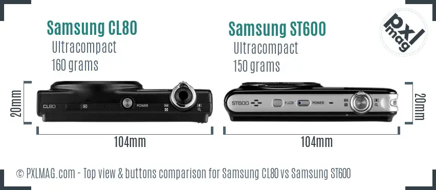 Samsung CL80 vs Samsung ST600 top view buttons comparison