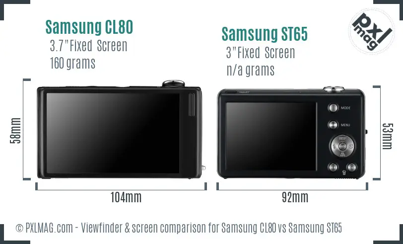 Samsung CL80 vs Samsung ST65 Screen and Viewfinder comparison