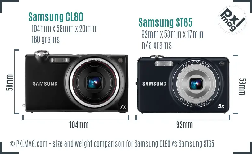 Samsung CL80 vs Samsung ST65 size comparison