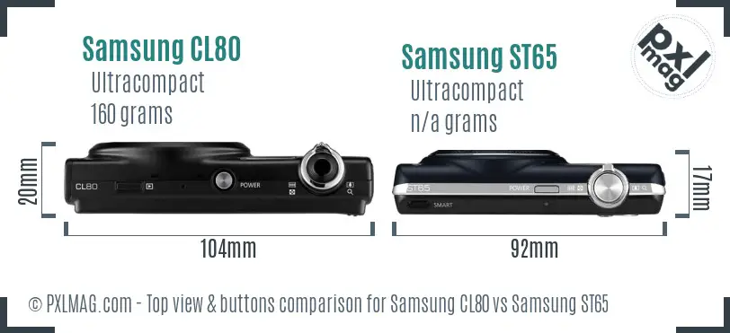 Samsung CL80 vs Samsung ST65 top view buttons comparison