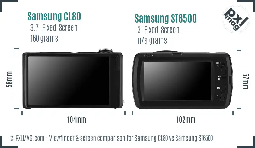 Samsung CL80 vs Samsung ST6500 Screen and Viewfinder comparison Samsung CL80 vs Samsung ST6500 Screen and Viewfinder comparison