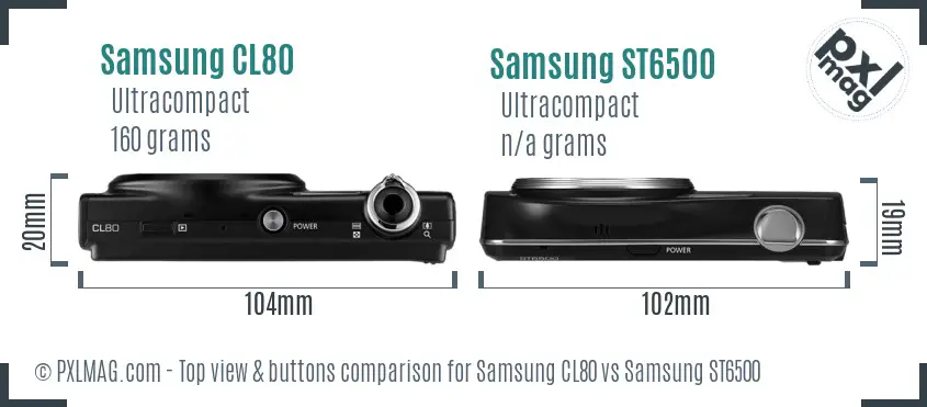 Samsung CL80 vs Samsung ST6500 top view buttons comparison Samsung CL80 vs Samsung ST6500 top view buttons comparison
