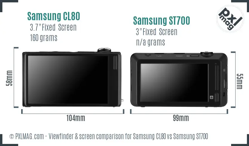 Samsung CL80 vs Samsung ST700 Screen and Viewfinder comparison