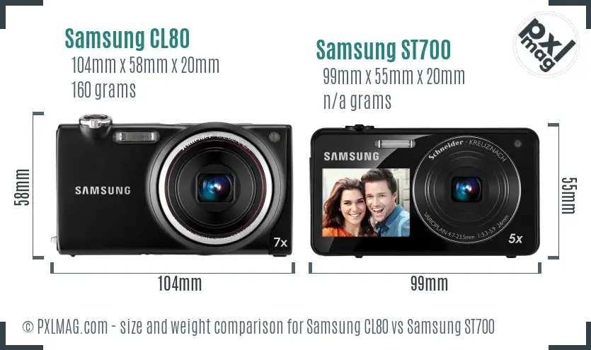 Samsung CL80 vs Samsung ST700 size comparison