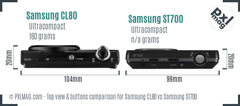 Samsung CL80 vs Samsung ST700 top view buttons comparison