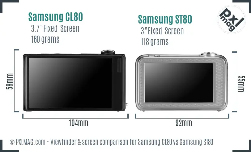 Samsung CL80 vs Samsung ST80 Screen and Viewfinder comparison