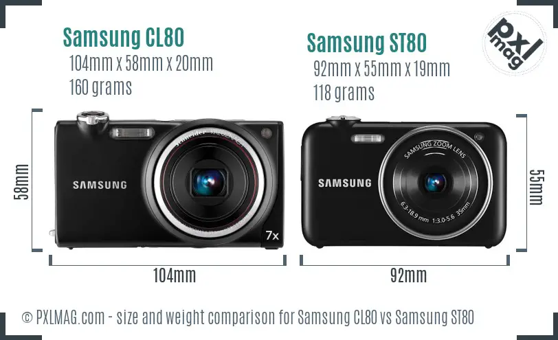 Samsung CL80 vs Samsung ST80 size comparison