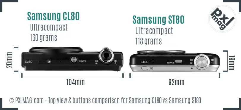 Samsung CL80 vs Samsung ST80 top view buttons comparison