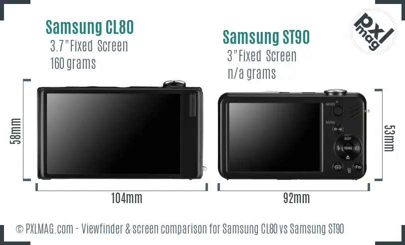 Samsung CL80 vs Samsung ST90 Screen and Viewfinder comparison