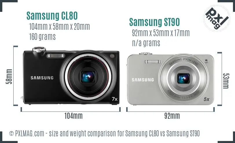 Samsung CL80 vs Samsung ST90 size comparison